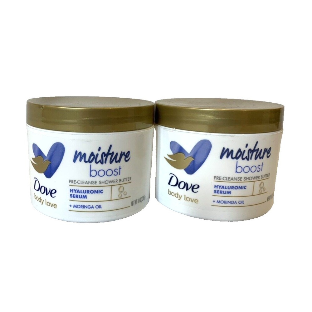 Dove Body Love Moisture Boost Pre-Cleanse Shower Butter Hyaluronic 10 oz Jar X 2